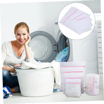4pcs Fine Mesh Laundry Bags with Zipper Closure for Bras and Underwear Reusable Protective Washing Bags for Delicates Travel Storage Organizer