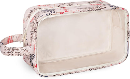 Clear Toiletry Bags for Traveling Women Men, Clear Travel Bags for Toiletries Makeup Bag Cosmetic Bag with Zipper, Make Up Organizer, Skincare Bag (Mint Green Checkerboard)