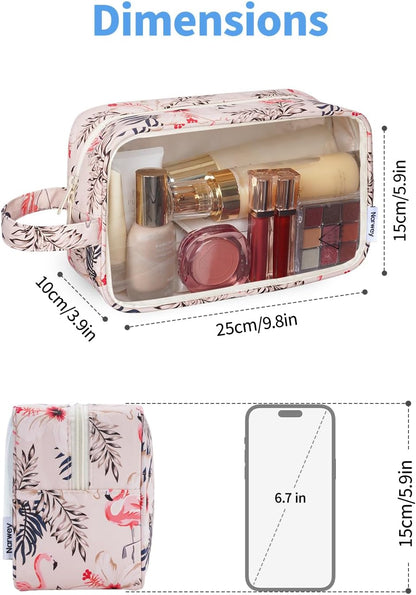 Clear Toiletry Bags for Traveling Women Men, Clear Travel Bags for Toiletries Makeup Bag Cosmetic Bag with Zipper, Make Up Organizer, Skincare Bag (Mint Green Checkerboard)