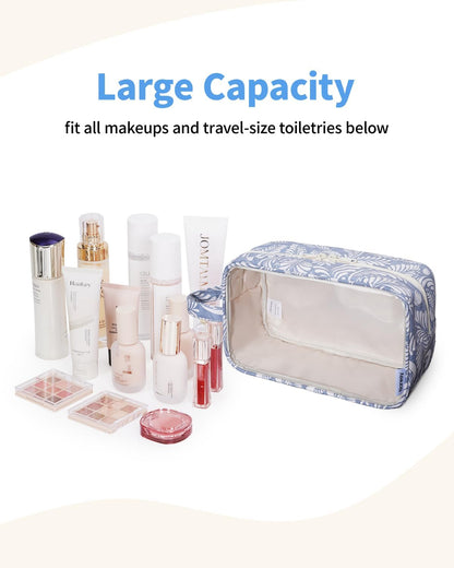Clear Toiletry Bags for Traveling Women Men, Clear Travel Bags for Toiletries Makeup Bag Cosmetic Bag with Zipper, Make Up Organizer, Skincare Bag (Mint Green Checkerboard)