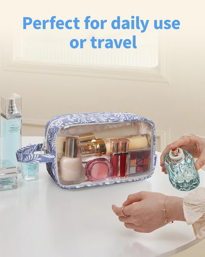 Clear Toiletry Bags for Traveling Women Men, Clear Travel Bags for Toiletries Makeup Bag Cosmetic Bag with Zipper, Make Up Organizer, Skincare Bag (Mint Green Checkerboard)