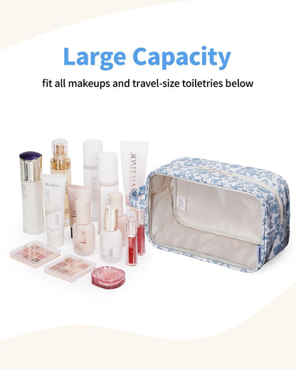 Clear Toiletry Bags for Traveling Women Men, Clear Travel Bags for Toiletries Makeup Bag Cosmetic Bag with Zipper, Make Up Organizer, Skincare Bag (Mint Green Checkerboard)