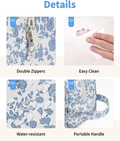Clear Toiletry Bags for Traveling Women Men, Clear Travel Bags for Toiletries Makeup Bag Cosmetic Bag with Zipper, Make Up Organizer, Skincare Bag (Mint Green Checkerboard)