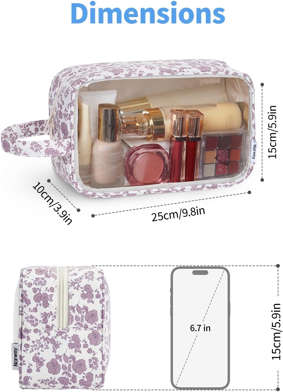Clear Toiletry Bags for Traveling Women Men, Clear Travel Bags for Toiletries Makeup Bag Cosmetic Bag with Zipper, Make Up Organizer, Skincare Bag (Mint Green Checkerboard)