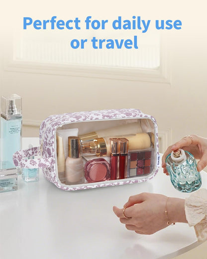 Clear Toiletry Bags for Traveling Women Men, Clear Travel Bags for Toiletries Makeup Bag Cosmetic Bag with Zipper, Make Up Organizer, Skincare Bag (Mint Green Checkerboard)