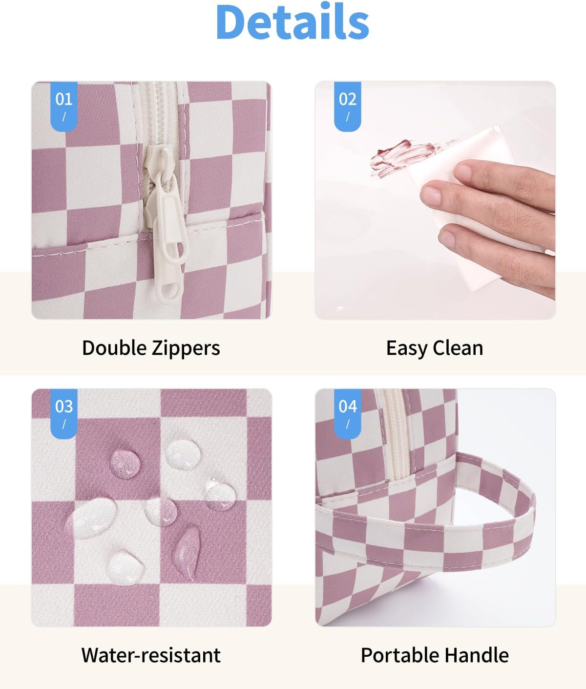 Clear Toiletry Bags for Traveling Women Men, Clear Travel Bags for Toiletries Makeup Bag Cosmetic Bag with Zipper, Make Up Organizer, Skincare Bag (Mint Green Checkerboard)