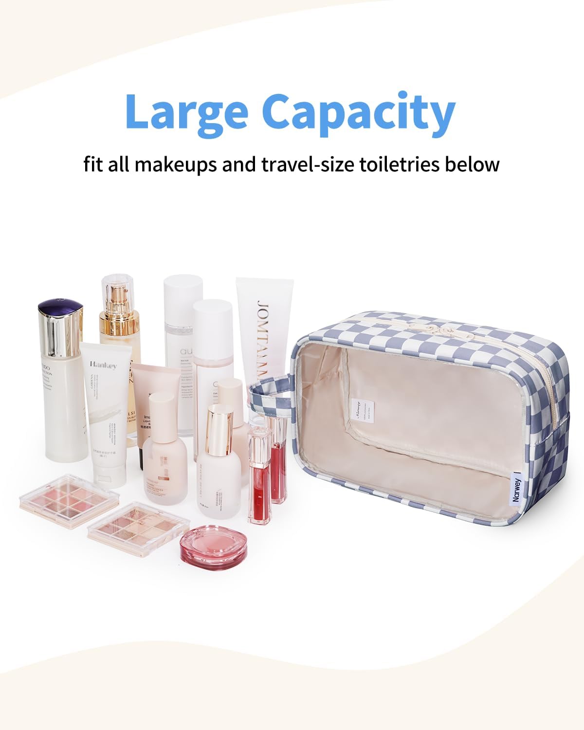 Clear Toiletry Bags for Traveling Women Men, Clear Travel Bags for Toiletries Makeup Bag Cosmetic Bag with Zipper, Make Up Organizer, Skincare Bag (Mint Green Checkerboard)