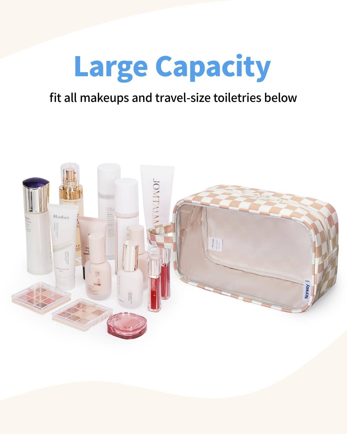 Clear Toiletry Bags for Traveling Women Men, Clear Travel Bags for Toiletries Makeup Bag Cosmetic Bag with Zipper, Make Up Organizer, Skincare Bag (Mint Green Checkerboard)