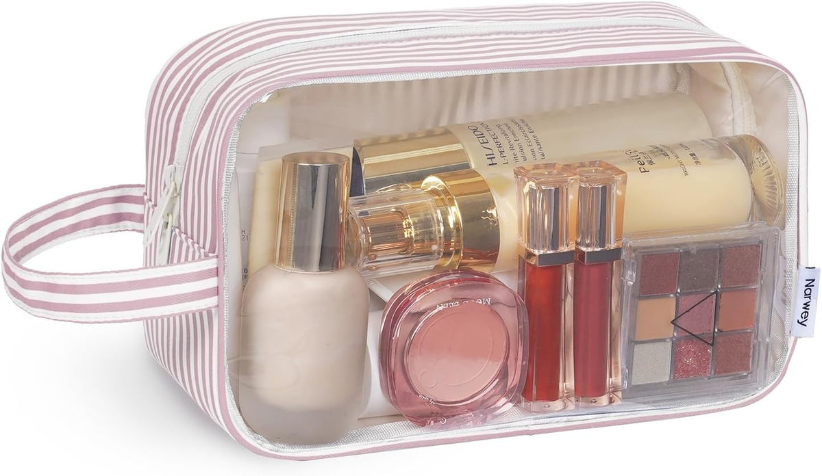 Clear Toiletry Bags for Traveling Women Men, Clear Travel Bags for Toiletries Makeup Bag Cosmetic Bag with Zipper, Make Up Organizer, Skincare Bag (Mint Green Checkerboard)