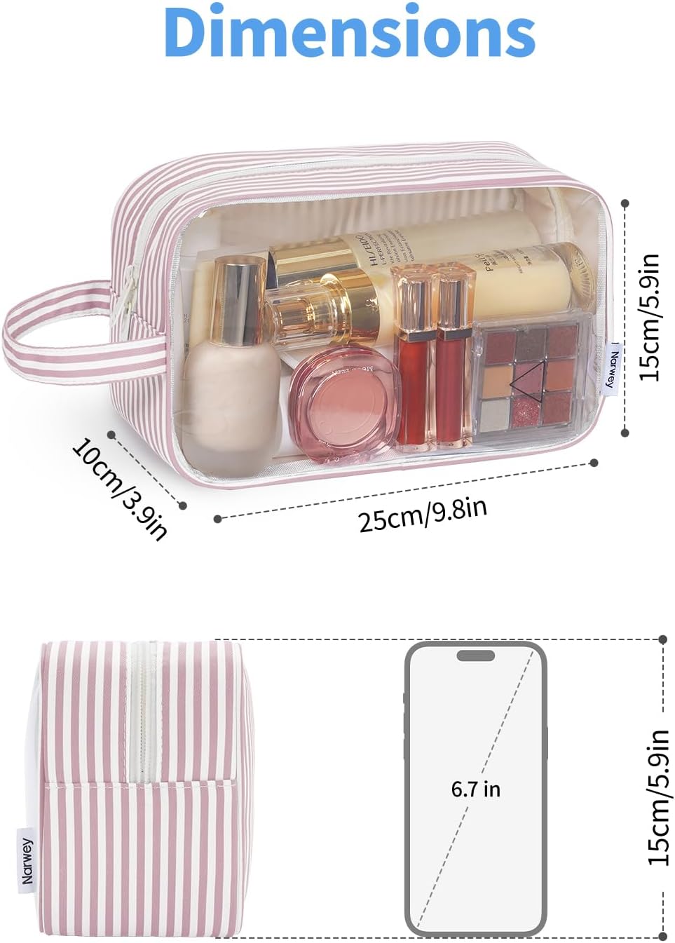 Clear Toiletry Bags for Traveling Women Men, Clear Travel Bags for Toiletries Makeup Bag Cosmetic Bag with Zipper, Make Up Organizer, Skincare Bag (Mint Green Checkerboard)