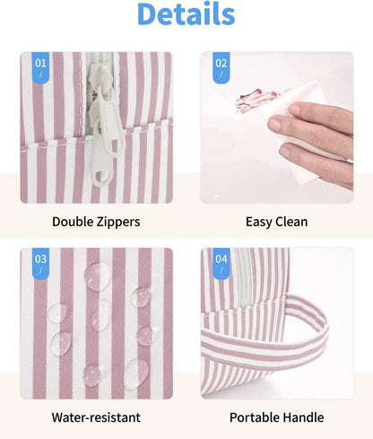 Clear Toiletry Bags for Traveling Women Men, Clear Travel Bags for Toiletries Makeup Bag Cosmetic Bag with Zipper, Make Up Organizer, Skincare Bag (Mint Green Checkerboard)