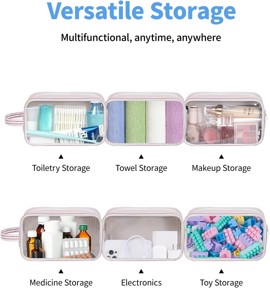 Clear Toiletry Bags for Traveling Women Men, Clear Travel Bags for Toiletries Makeup Bag Cosmetic Bag with Zipper, Make Up Organizer, Skincare Bag (Mint Green Checkerboard)