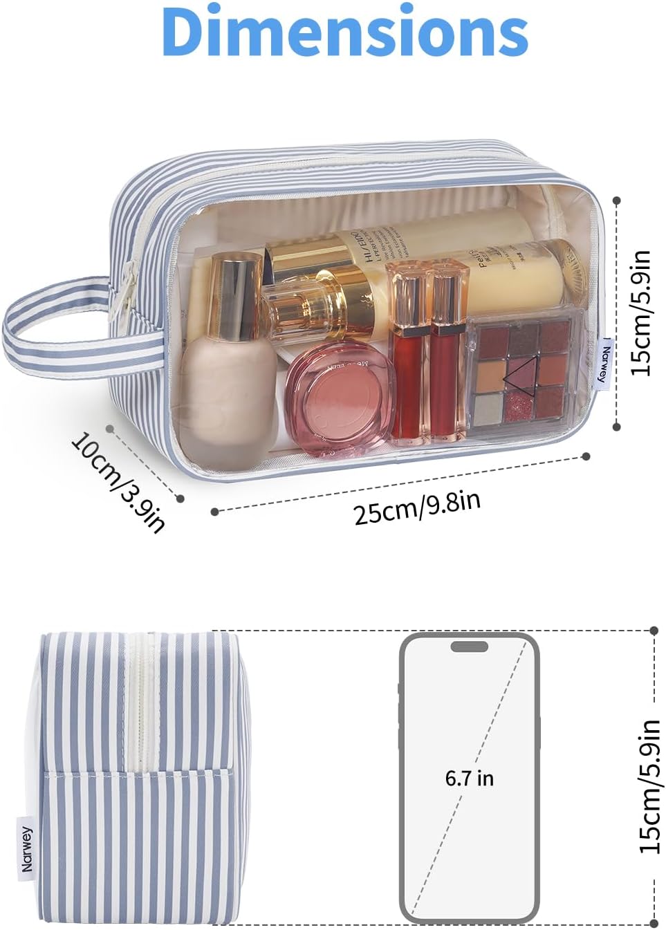 Clear Toiletry Bags for Traveling Women Men, Clear Travel Bags for Toiletries Makeup Bag Cosmetic Bag with Zipper, Make Up Organizer, Skincare Bag (Mint Green Checkerboard)