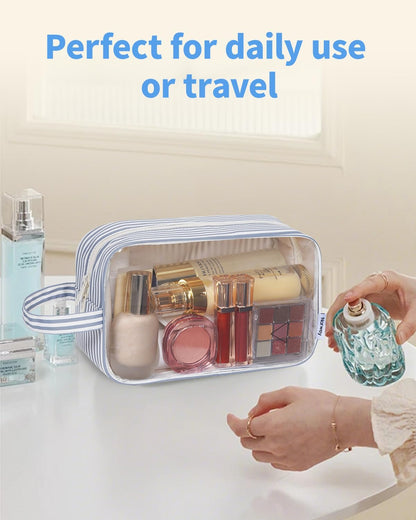 Clear Toiletry Bags for Traveling Women Men, Clear Travel Bags for Toiletries Makeup Bag Cosmetic Bag with Zipper, Make Up Organizer, Skincare Bag (Mint Green Checkerboard)
