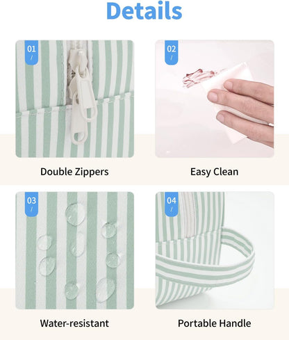 Clear Toiletry Bags for Traveling Women Men, Clear Travel Bags for Toiletries Makeup Bag Cosmetic Bag with Zipper, Make Up Organizer, Skincare Bag (Mint Green Checkerboard)