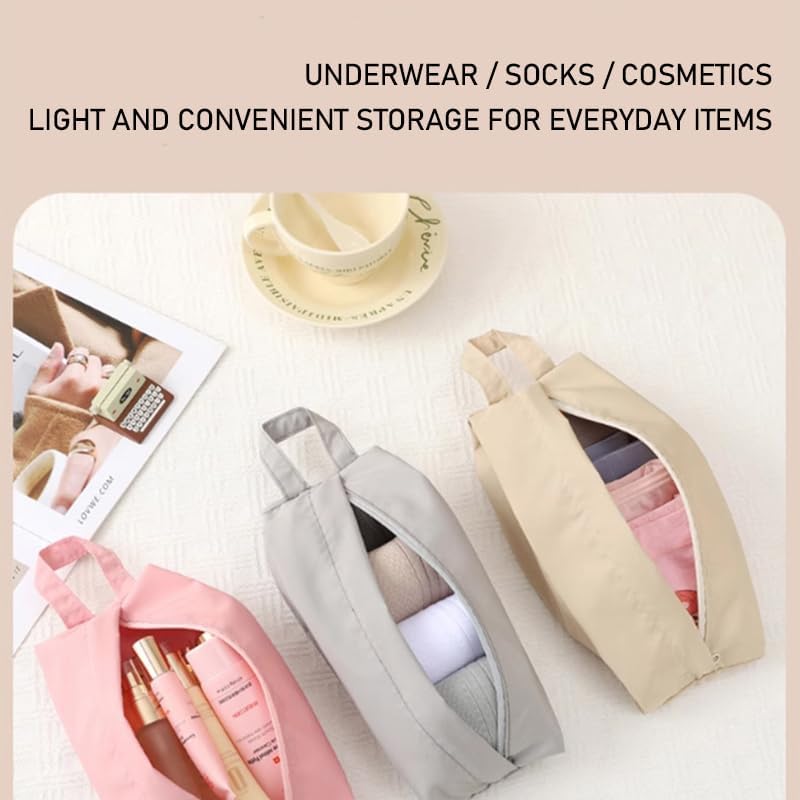 Travel Storage Bag for Clothes, Underwear, and Cosmetics – Water-Resistant, Compact, and Multi-purpose Organizers for Luggage and Travel (Pink, Gray, Beige)