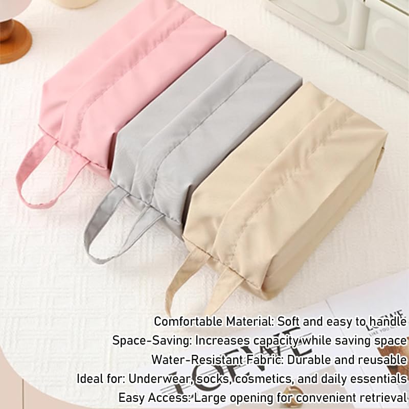 Travel Storage Bag for Clothes, Underwear, and Cosmetics – Water-Resistant, Compact, and Multi-purpose Organizers for Luggage and Travel (Pink, Gray, Beige)