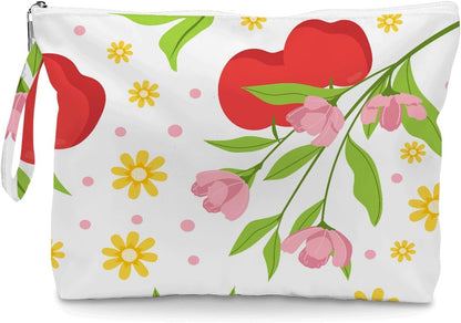 Wet Dry Bag, Wet Bag for Swimsuit, Diaper Sunscreen Large Zipper Pouch Waterproof Pouch, Beach Bags for Women, Cherry and Orange Pattern, Gifts for Ladies Girls Friends Colleagues and Sisters