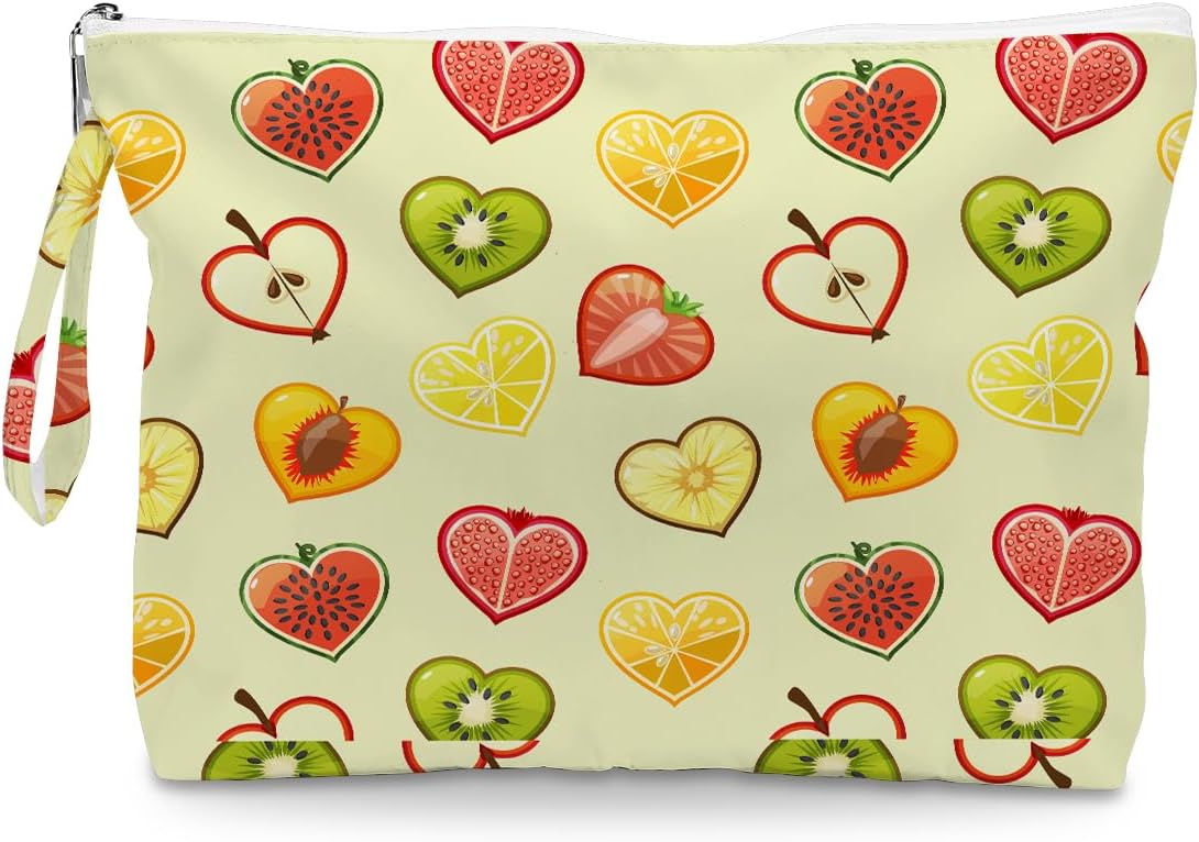 Wet Dry Bag, Wet Bag for Swimsuit, Diaper Sunscreen Large Zipper Pouch Waterproof Pouch, Beach Bags for Women, Cherry and Orange Pattern, Gifts for Ladies Girls Friends Colleagues and Sisters