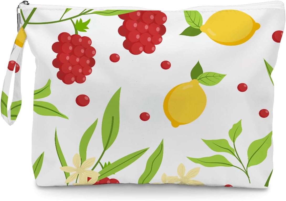 Wet Dry Bag, Wet Bag for Swimsuit, Diaper Sunscreen Large Zipper Pouch Waterproof Pouch, Beach Bags for Women, Cherry and Orange Pattern, Gifts for Ladies Girls Friends Colleagues and Sisters