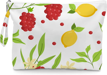 Wet Dry Bag, Wet Bag for Swimsuit, Diaper Sunscreen Large Zipper Pouch Waterproof Pouch, Beach Bags for Women, Cherry and Orange Pattern, Gifts for Ladies Girls Friends Colleagues and Sisters
