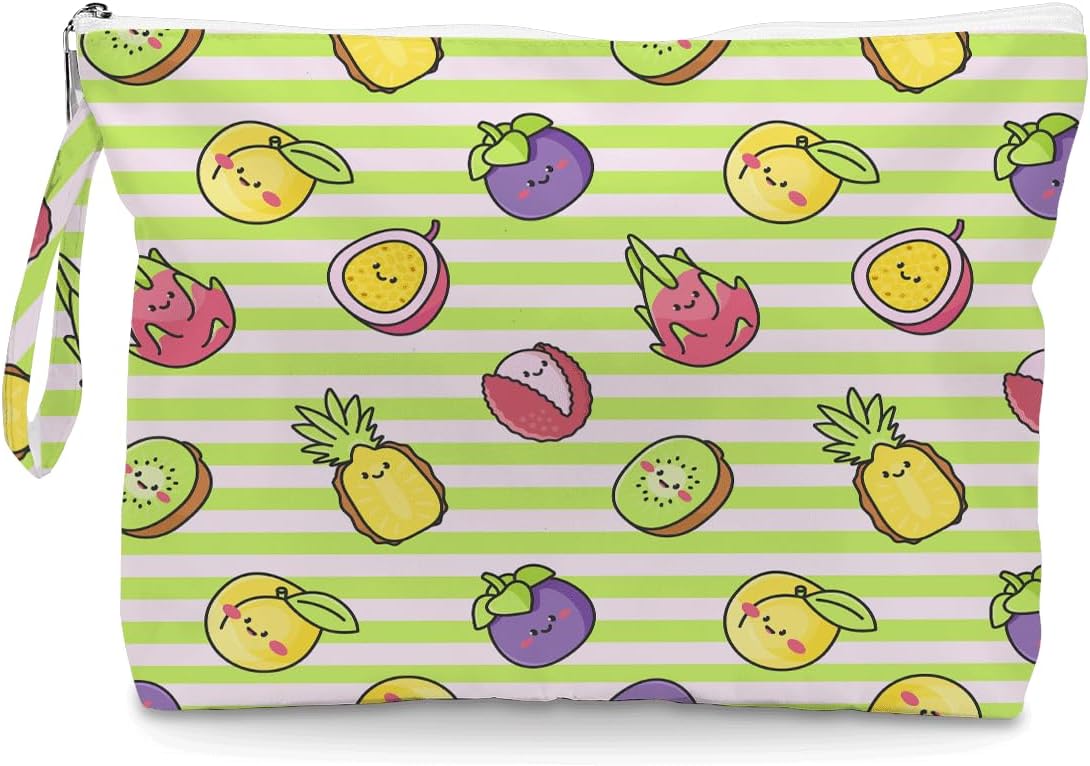 Wet Dry Bag, Wet Bag for Swimsuit, Diaper Sunscreen Large Zipper Pouch Waterproof Pouch, Beach Bags for Women, Cherry and Orange Pattern, Gifts for Ladies Girls Friends Colleagues and Sisters