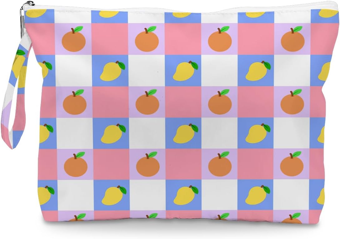 Wet Dry Bag, Wet Bag for Swimsuit, Diaper Sunscreen Large Zipper Pouch Waterproof Pouch, Beach Bags for Women, Cherry and Orange Pattern, Gifts for Ladies Girls Friends Colleagues and Sisters