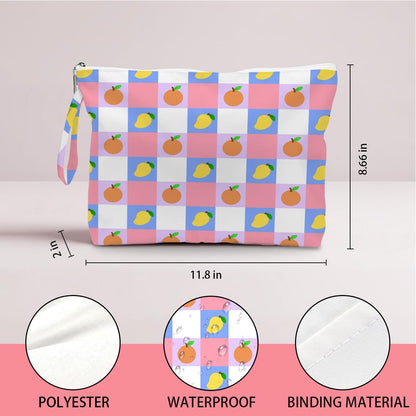 Wet Dry Bag, Wet Bag for Swimsuit, Diaper Sunscreen Large Zipper Pouch Waterproof Pouch, Beach Bags for Women, Cherry and Orange Pattern, Gifts for Ladies Girls Friends Colleagues and Sisters