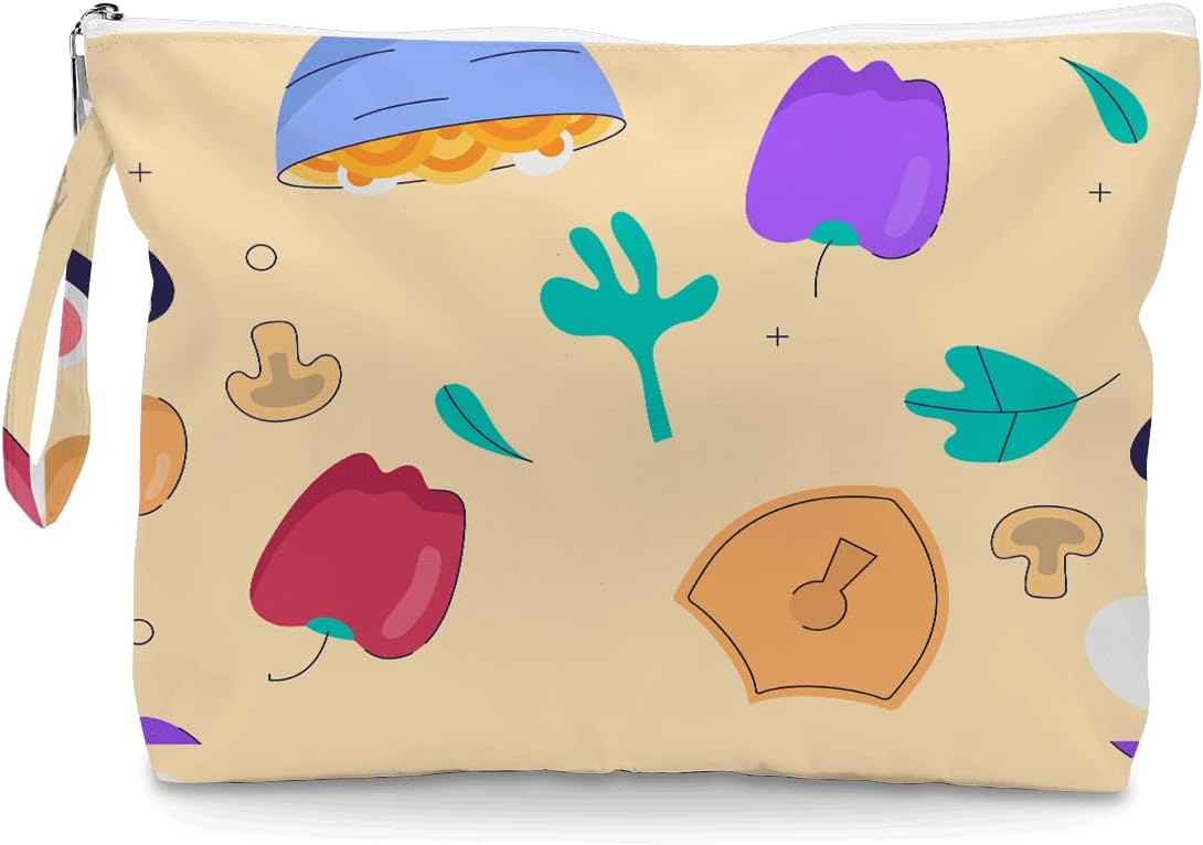 Wet Dry Bag, Wet Bag for Swimsuit, Diaper Sunscreen Large Zipper Pouch Waterproof Pouch, Beach Bags for Women, Cherry and Orange Pattern, Gifts for Ladies Girls Friends Colleagues and Sisters
