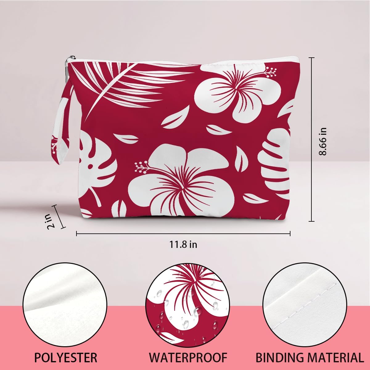 Wet Dry Bag, Wet Bag for Swimsuit, Diaper Sunscreen Large Zipper Pouch Waterproof Pouch, Beach Bags for Women, Cherry and Orange Pattern, Gifts for Ladies Girls Friends Colleagues and Sisters