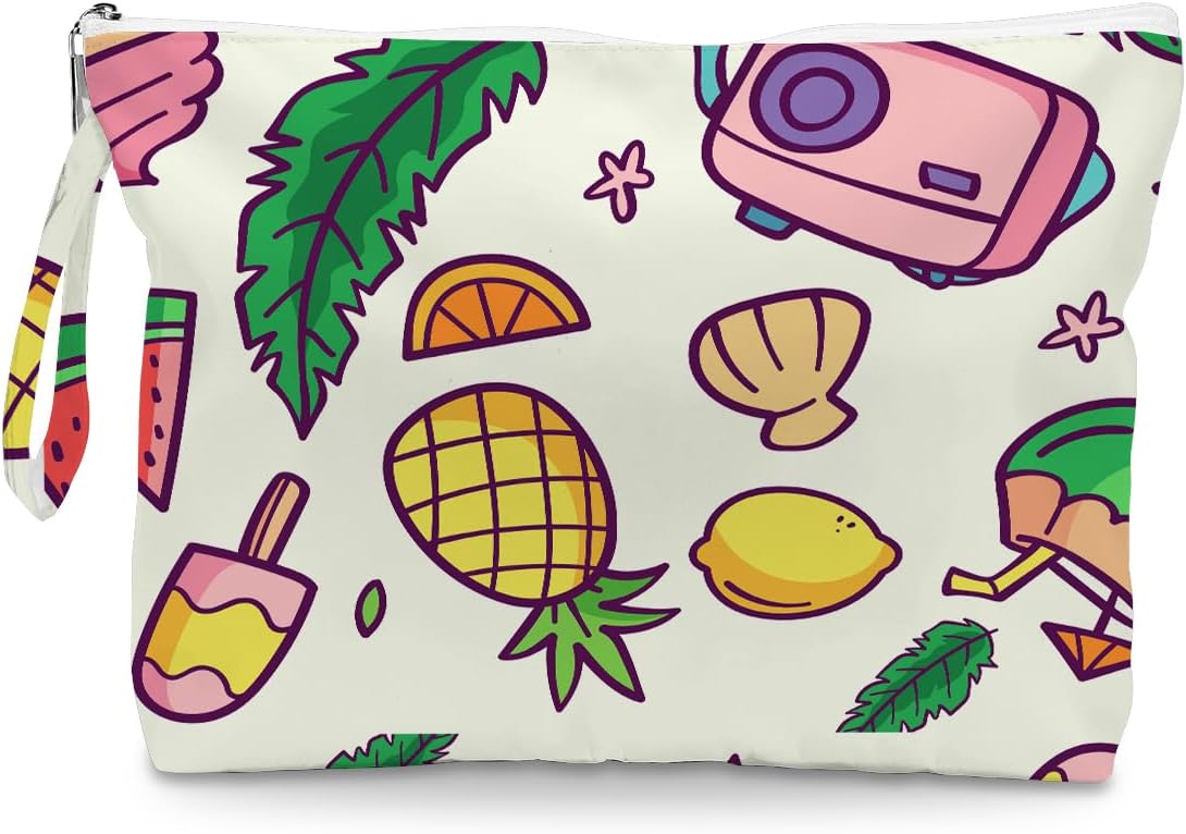 Wet Dry Bag, Wet Bag for Swimsuit, Diaper Sunscreen Large Zipper Pouch Waterproof Pouch, Beach Bags for Women, Cherry and Orange Pattern, Gifts for Ladies Girls Friends Colleagues and Sisters