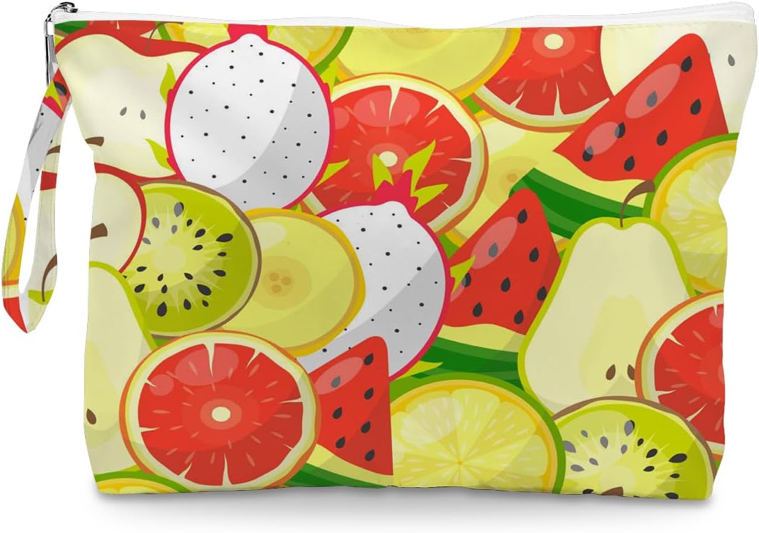 Wet Dry Bag, Wet Bag for Swimsuit, Diaper Sunscreen Large Zipper Pouch Waterproof Pouch, Beach Bags for Women, Cherry and Orange Pattern, Gifts for Ladies Girls Friends Colleagues and Sisters