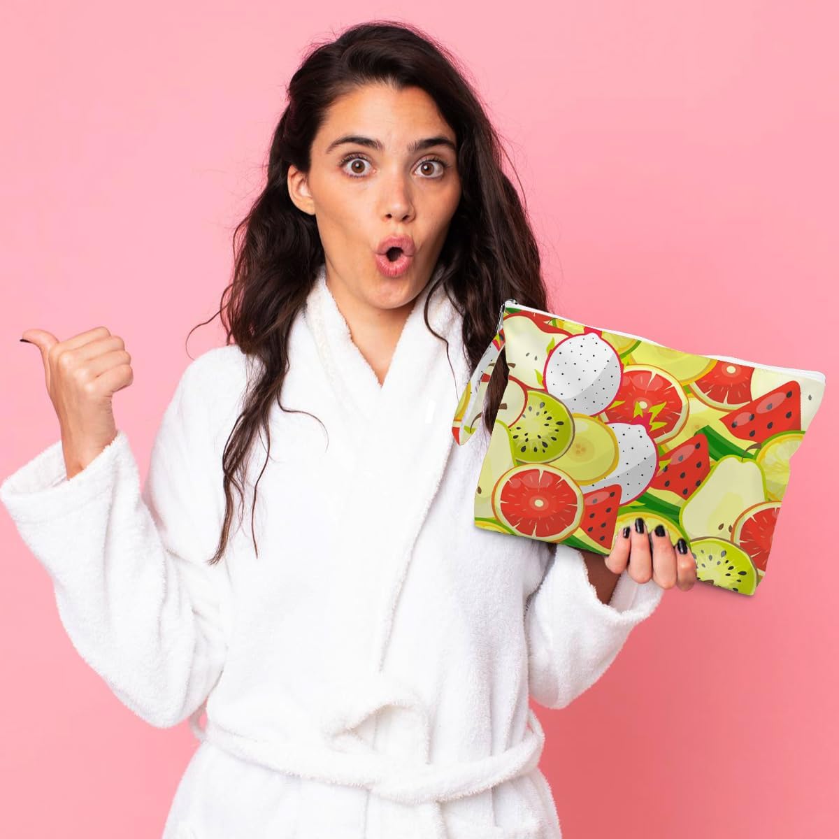 Wet Dry Bag, Wet Bag for Swimsuit, Diaper Sunscreen Large Zipper Pouch Waterproof Pouch, Beach Bags for Women, Cherry and Orange Pattern, Gifts for Ladies Girls Friends Colleagues and Sisters