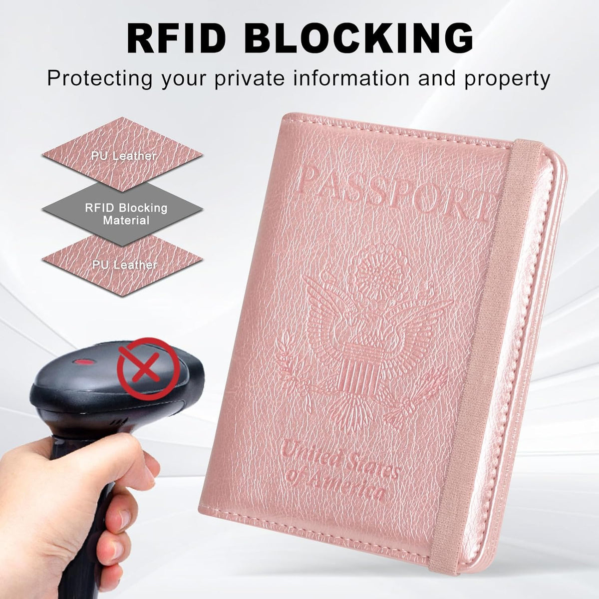 RFID BLOCKING Passport Holder Travel Wallet - Premium PU Leather Cover Passport book with Card Holder, Pen Slot, Keep Organization, and Travel Essentials for Women and Men, Blossom