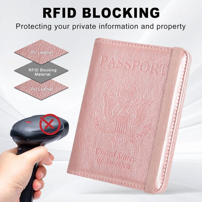RFID BLOCKING Passport Holder Travel Wallet - Premium PU Leather Cover Passport book with Card Holder, Pen Slot, Keep Organization, and Travel Essentials for Women and Men, Blossom
