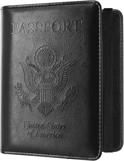 RFID BLOCKING Passport Holder Travel Wallet - Premium PU Leather Cover Passport book with Card Holder, Pen Slot, Keep Organization, and Travel Essentials for Women and Men, Blossom