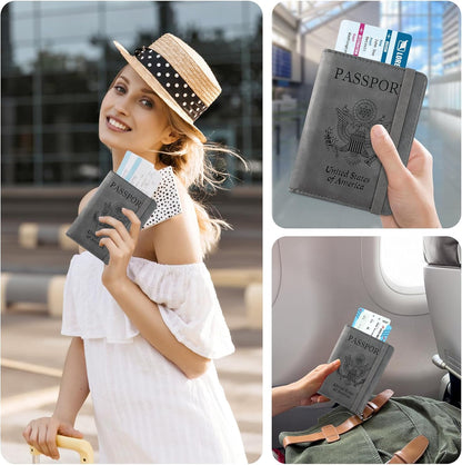 RFID BLOCKING Passport Holder Travel Wallet - Premium PU Leather Cover Passport book with Card Holder, Pen Slot, Keep Organization, and Travel Essentials for Women and Men, Blossom