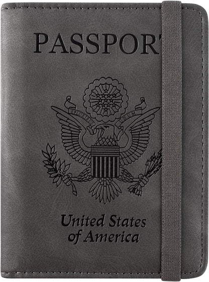 RFID BLOCKING Passport Holder Travel Wallet - Premium PU Leather Cover Passport book with Card Holder, Pen Slot, Keep Organization, and Travel Essentials for Women and Men, Blossom