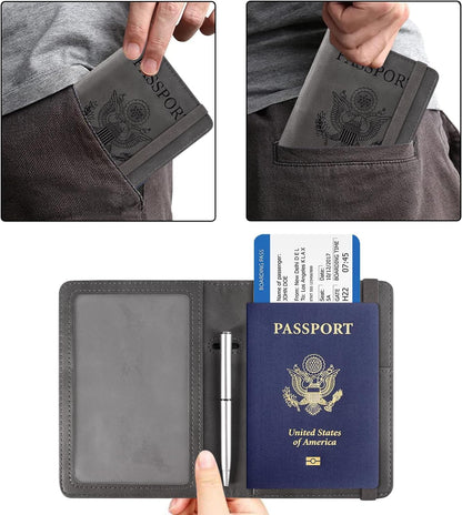 RFID BLOCKING Passport Holder Travel Wallet - Premium PU Leather Cover Passport book with Card Holder, Pen Slot, Keep Organization, and Travel Essentials for Women and Men, Blossom