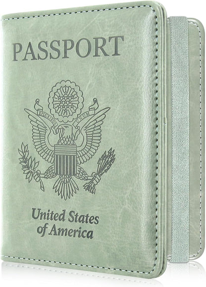 RFID BLOCKING Passport Holder Travel Wallet - Premium PU Leather Cover Passport book with Card Holder, Pen Slot, Keep Organization, and Travel Essentials for Women and Men, Blossom