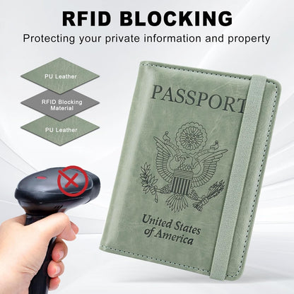 RFID BLOCKING Passport Holder Travel Wallet - Premium PU Leather Cover Passport book with Card Holder, Pen Slot, Keep Organization, and Travel Essentials for Women and Men, Blossom