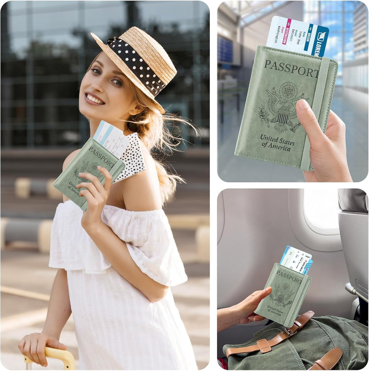 RFID BLOCKING Passport Holder Travel Wallet - Premium PU Leather Cover Passport book with Card Holder, Pen Slot, Keep Organization, and Travel Essentials for Women and Men, Blossom