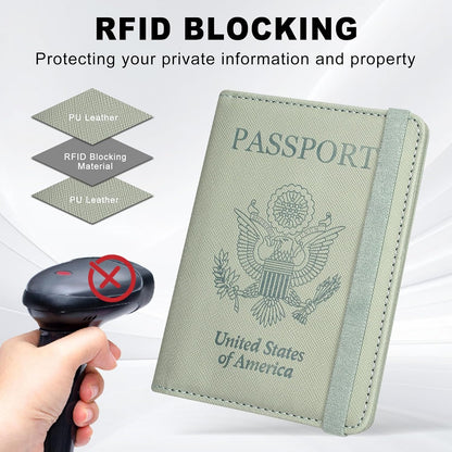 RFID BLOCKING Passport Holder Travel Wallet - Premium PU Leather Cover Passport book with Card Holder, Pen Slot, Keep Organization, and Travel Essentials for Women and Men, Blossom