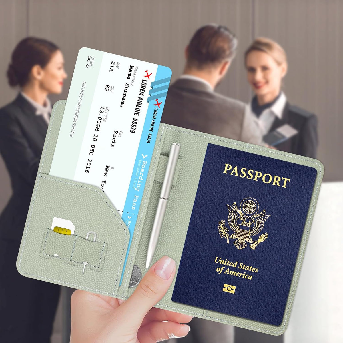 RFID BLOCKING Passport Holder Travel Wallet - Premium PU Leather Cover Passport book with Card Holder, Pen Slot, Keep Organization, and Travel Essentials for Women and Men, Blossom