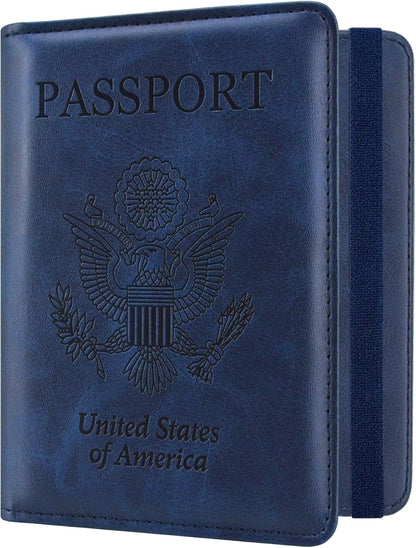 RFID BLOCKING Passport Holder Travel Wallet - Premium PU Leather Cover Passport book with Card Holder, Pen Slot, Keep Organization, and Travel Essentials for Women and Men, Blossom