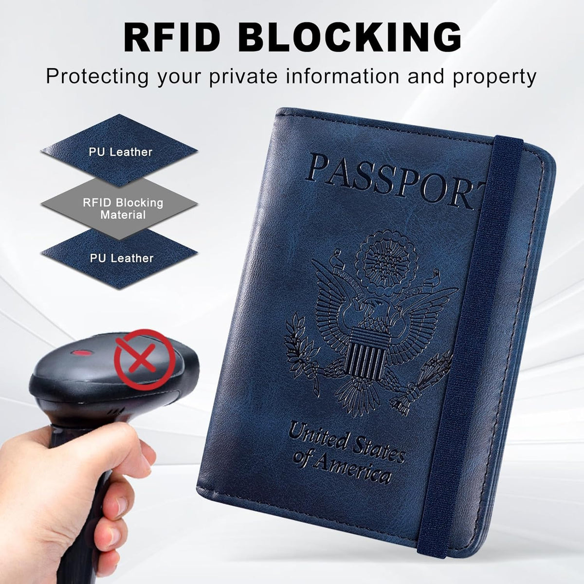 RFID BLOCKING Passport Holder Travel Wallet - Premium PU Leather Cover Passport book with Card Holder, Pen Slot, Keep Organization, and Travel Essentials for Women and Men, Blossom