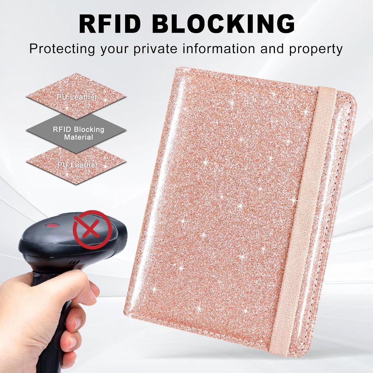 RFID BLOCKING Passport Holder Travel Wallet - Premium PU Leather Cover Passport book with Card Holder, Pen Slot, Keep Organization, and Travel Essentials for Women and Men, Blossom