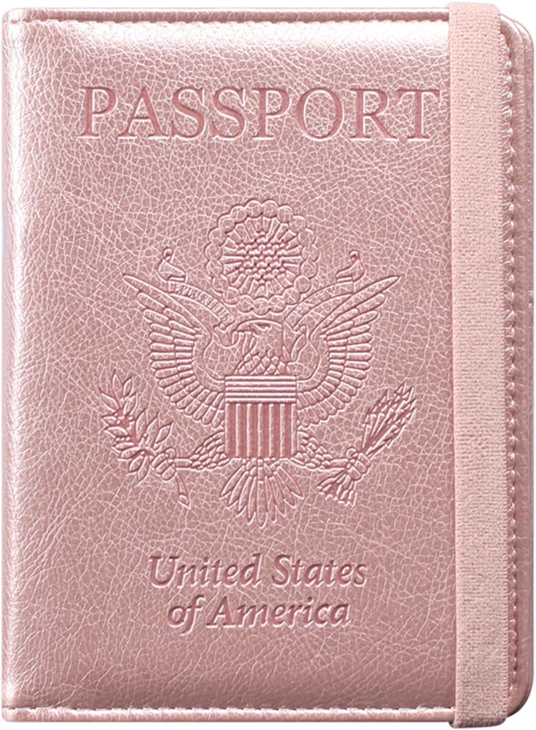RFID BLOCKING Passport Holder Travel Wallet - Premium PU Leather Cover Passport book with Card Holder, Pen Slot, Keep Organization, and Travel Essentials for Women and Men, Blossom