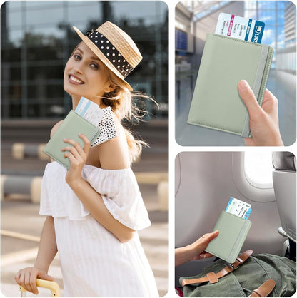 RFID BLOCKING Passport Holder Travel Wallet - Premium PU Leather Cover Passport book with Card Holder, Pen Slot, Keep Organization, and Travel Essentials for Women and Men, Blossom