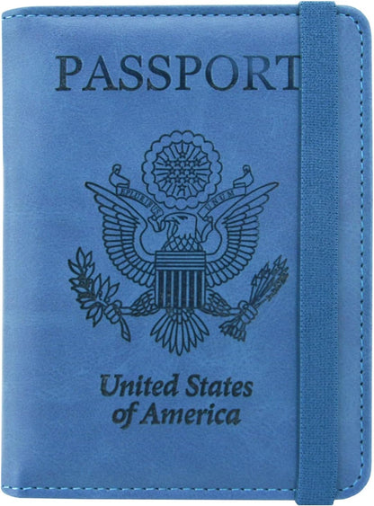 RFID BLOCKING Passport Holder Travel Wallet - Premium PU Leather Cover Passport book with Card Holder, Pen Slot, Keep Organization, and Travel Essentials for Women and Men, Blossom